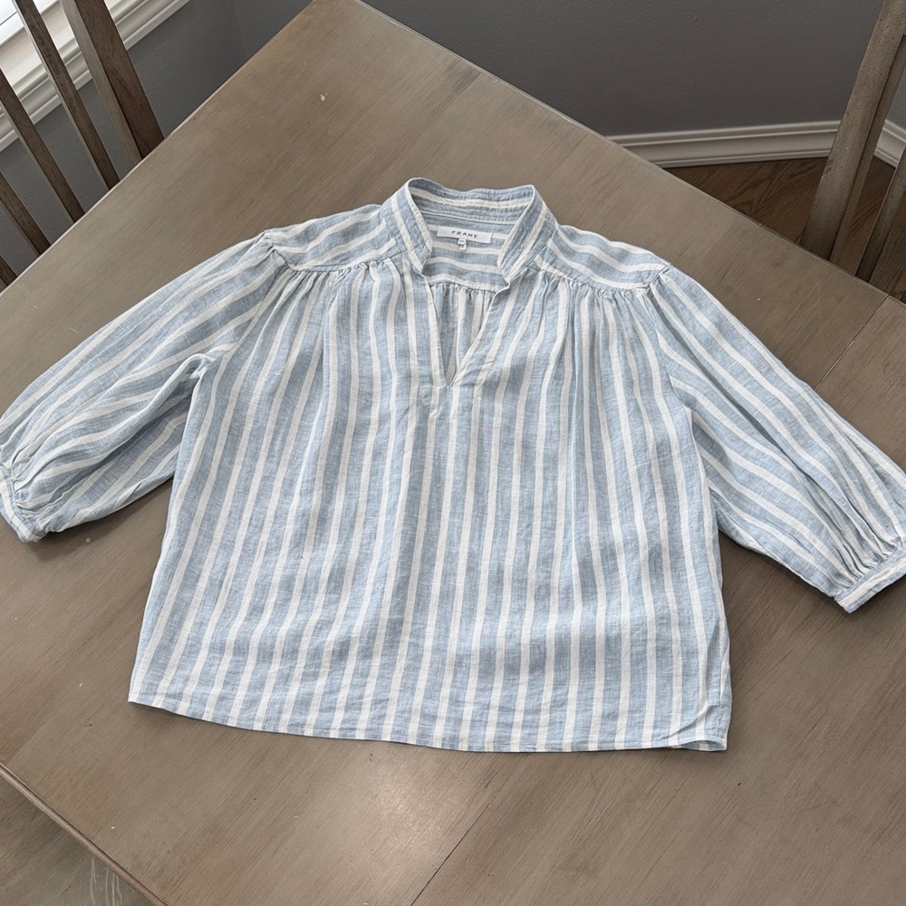 Frame linen boho top